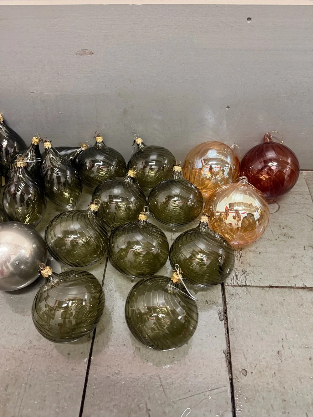 Vintage Hand Blown Glass Christmas Ornaments Large Mixed Lot Teardrop Balls